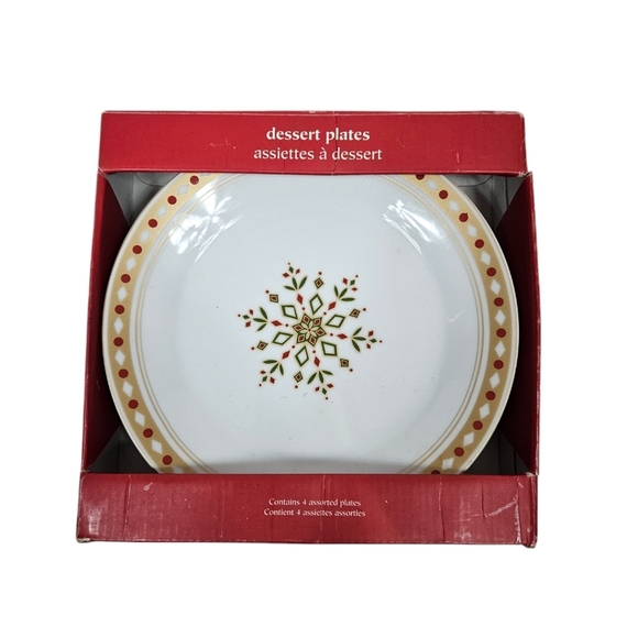 NWT Pier One Holiday White & Gold Snowflake 7.5" Dessert Plates Set of 4 - Picture 9 of 9